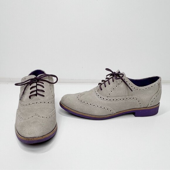 Cole Haan Shoes - COLE HAAN Gray Purple Wingtip Oxford Shoes 6.5